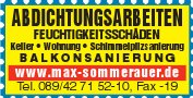 Werbeanzeige Abdichtung der Max Sommerauer GmbH