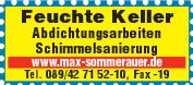 Werbeanzeige Feuchte Keller der Max Sommerauer GmbH